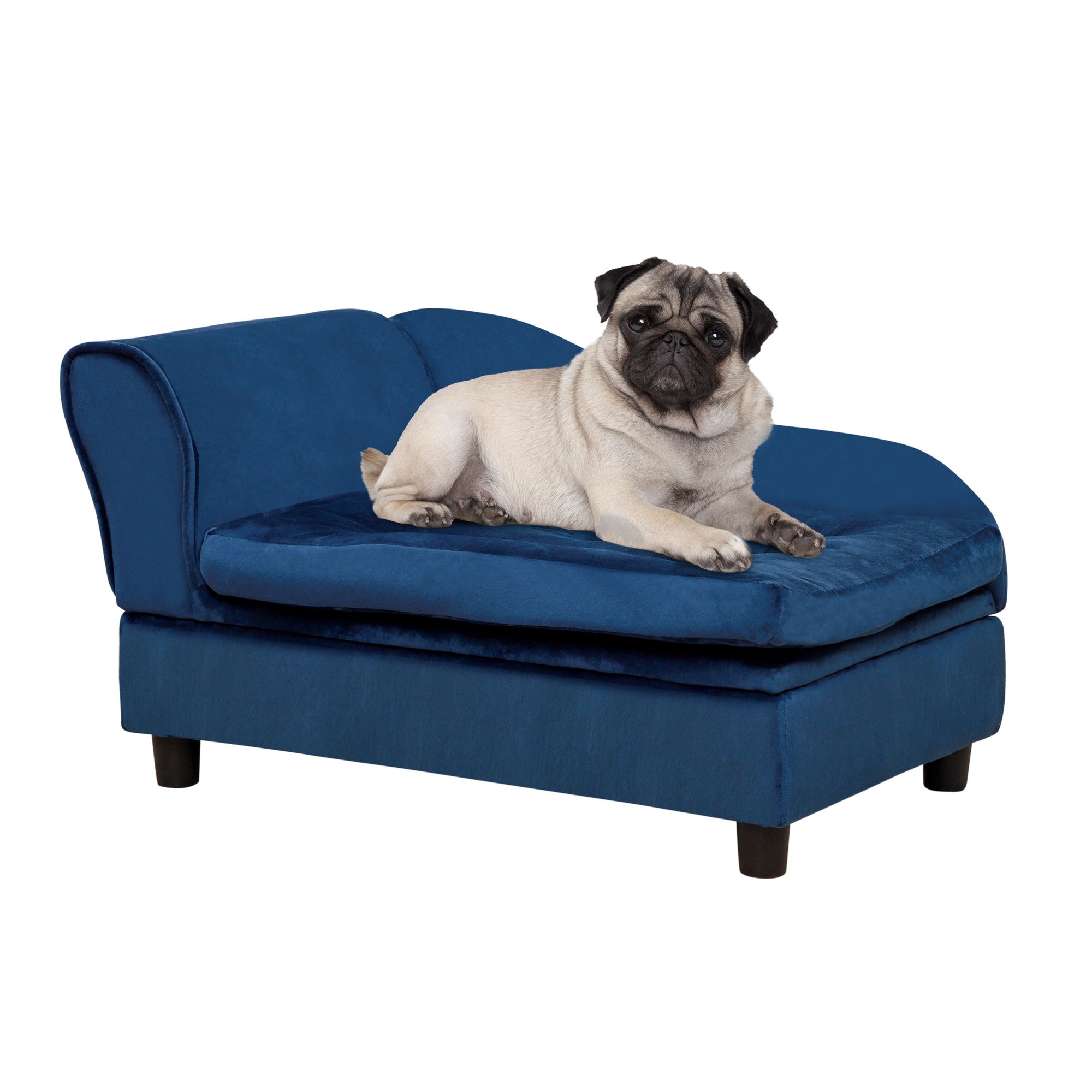 VelvetPaws™ Luxury Small Dog Sofa with Hidden Storage – Modern 3-Inch Foam Pet Couch (Blue)