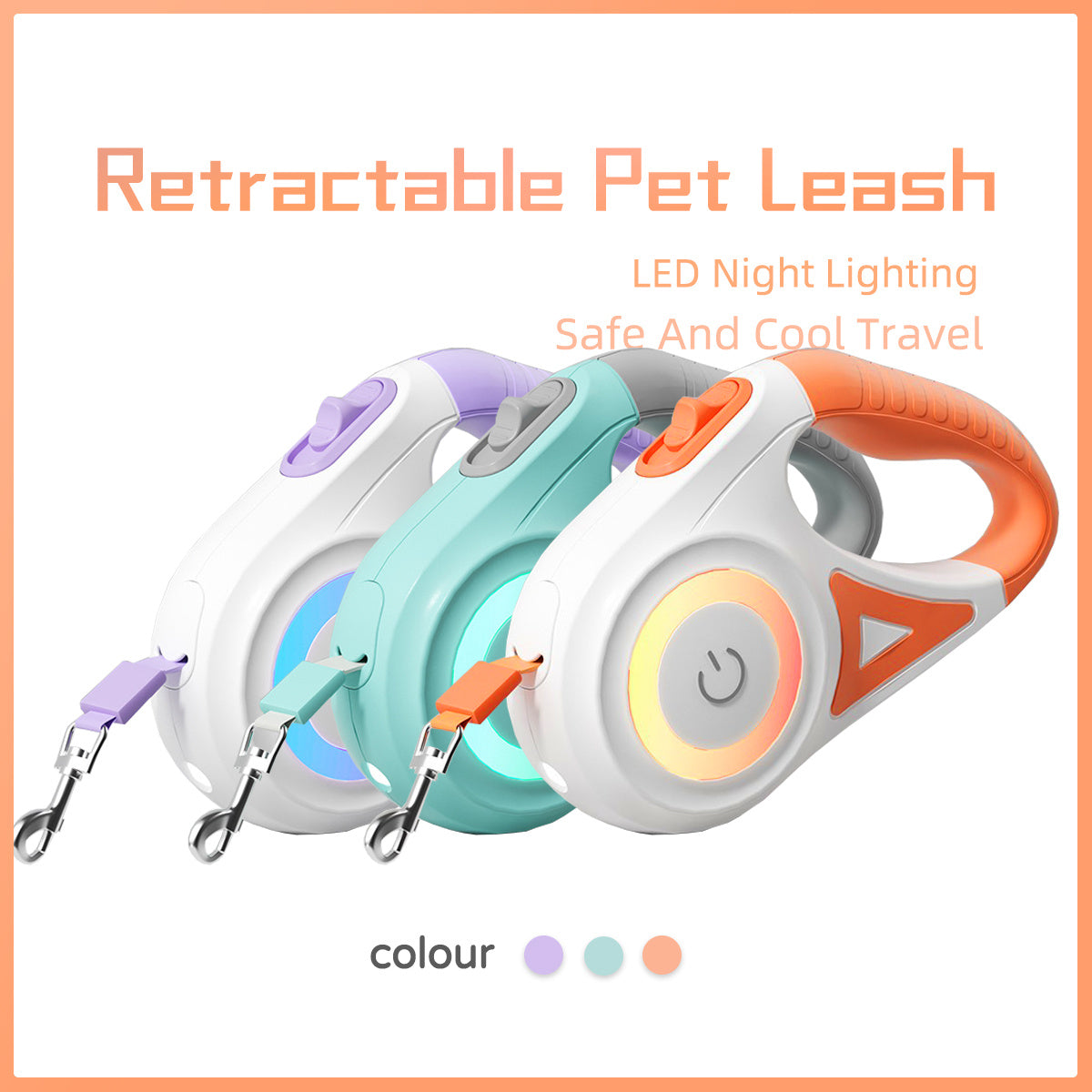 VelvetPaws™ GlowLeash™ Retractable Leash & Collar Set