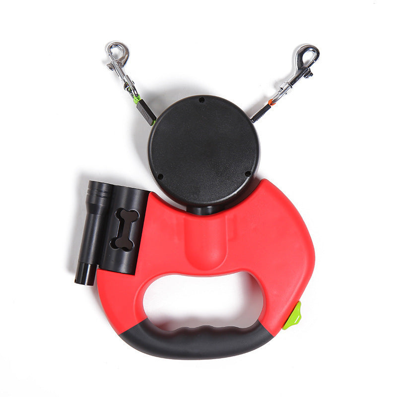 VelvetPaws™ DuoGlide™ 360° Retractable Dual Dog Leash with LED Light