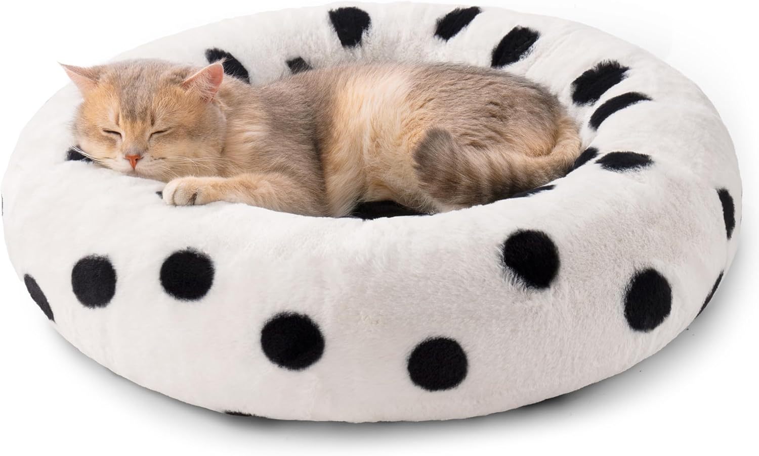 VelvetPaws™ Donut Cat Bed – 23” Plush Round Bed for Cats & Small Dogs | Washable, Fluffy, and Non-Slip
