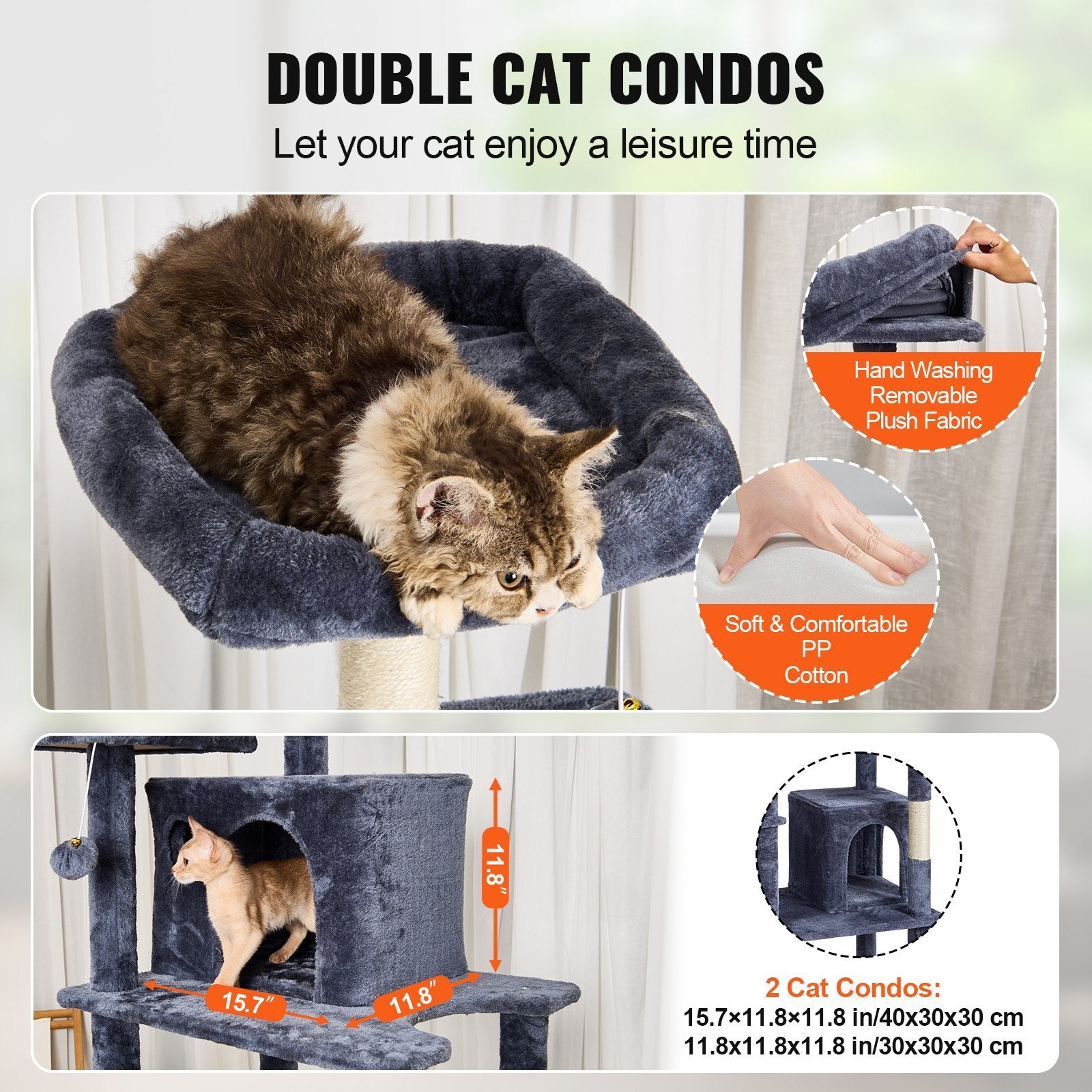 VelvetPaws™ Cat Playhouse Tower | Cat Tree with Condos
