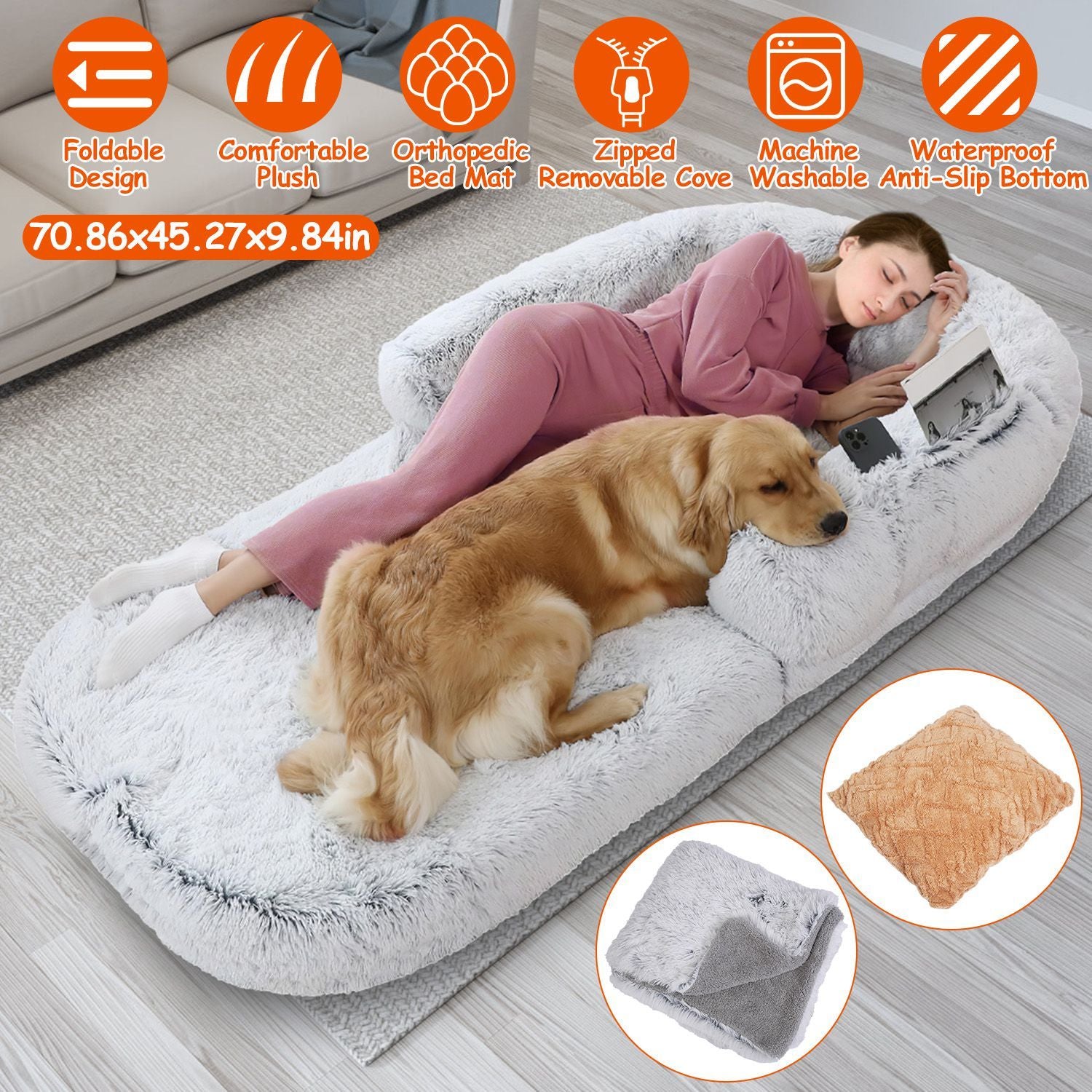 VelvetPaws™ Dual-Layer Orthopedic Dog Bed – Memory Foam Comfort with Non-Slip Base