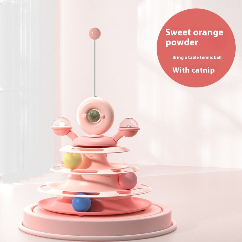 PurrChase™ TowerTrack – 4-Level Cat Toy Roller Ball Tower | Interactive Cat Training & Puzzle Toy