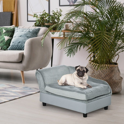 VelvetPaws™ Luxury Small Dog Sofa with Hidden Storage – Modern 3-Inch Foam Pet Couch (Gray)