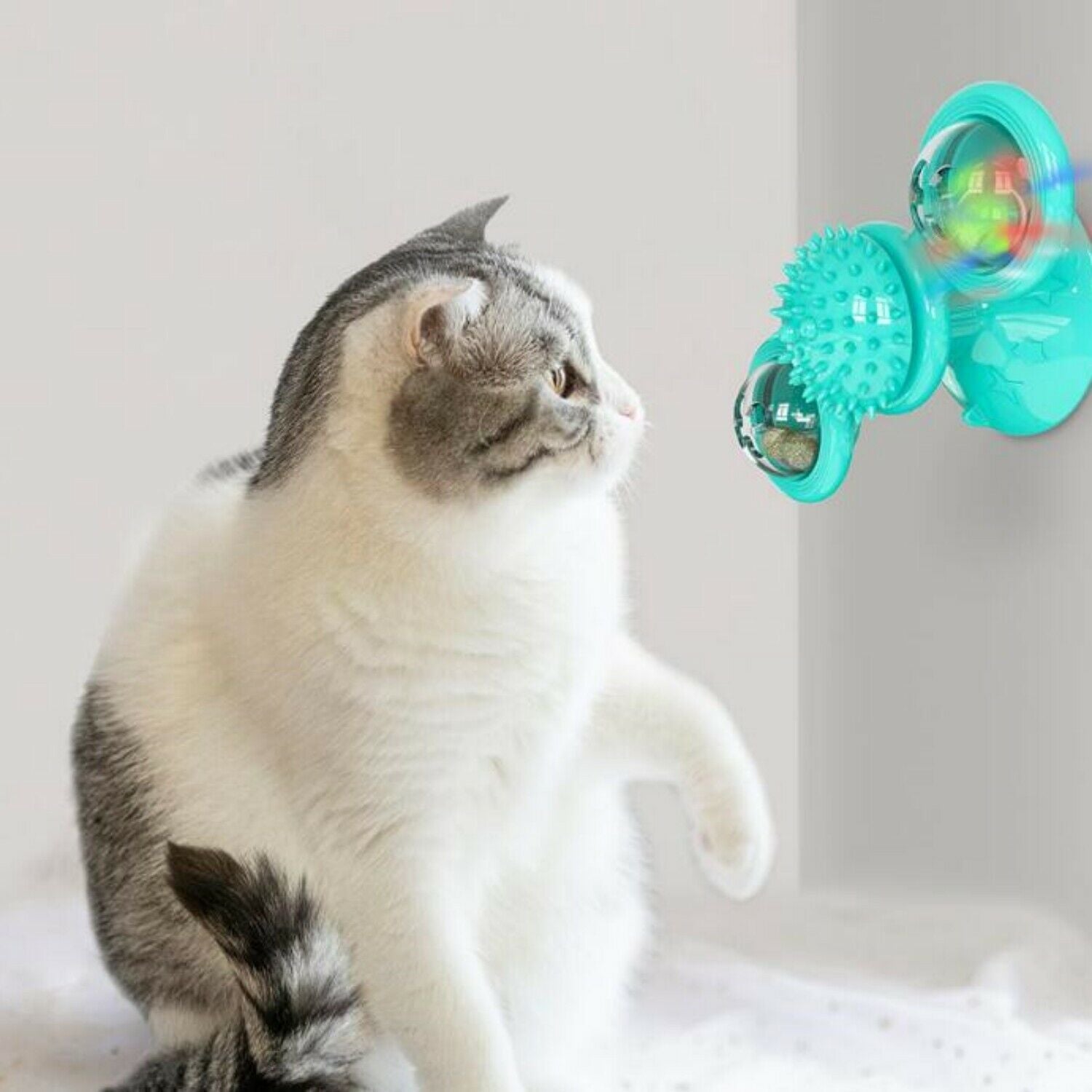 Windmill Cat Toy – Interactive Rotating Spinner with Catnip & amp