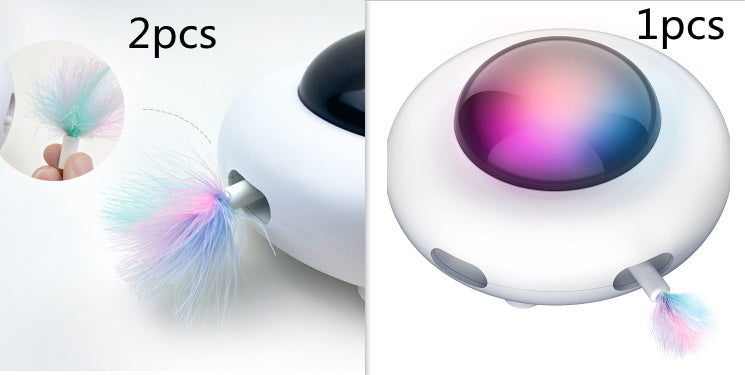 MeowUFO™ Smart Cat Teaser Toy – UFO Gravity Turntable with Feather Teaser