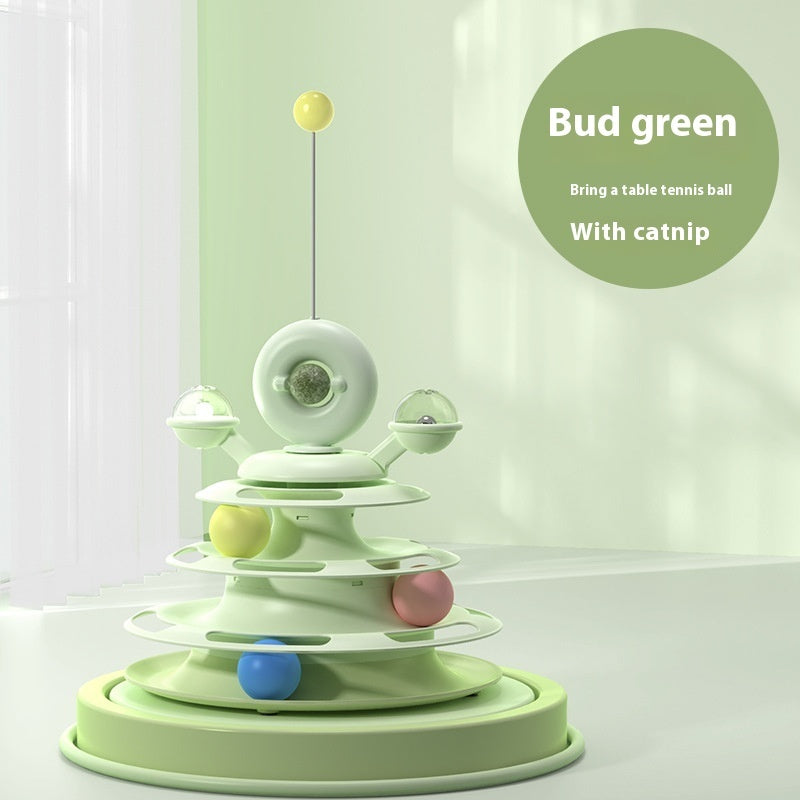 PurrChase™ TowerTrack – 4-Level Cat Toy Roller Ball Tower | Interactive Cat Training & Puzzle Toy